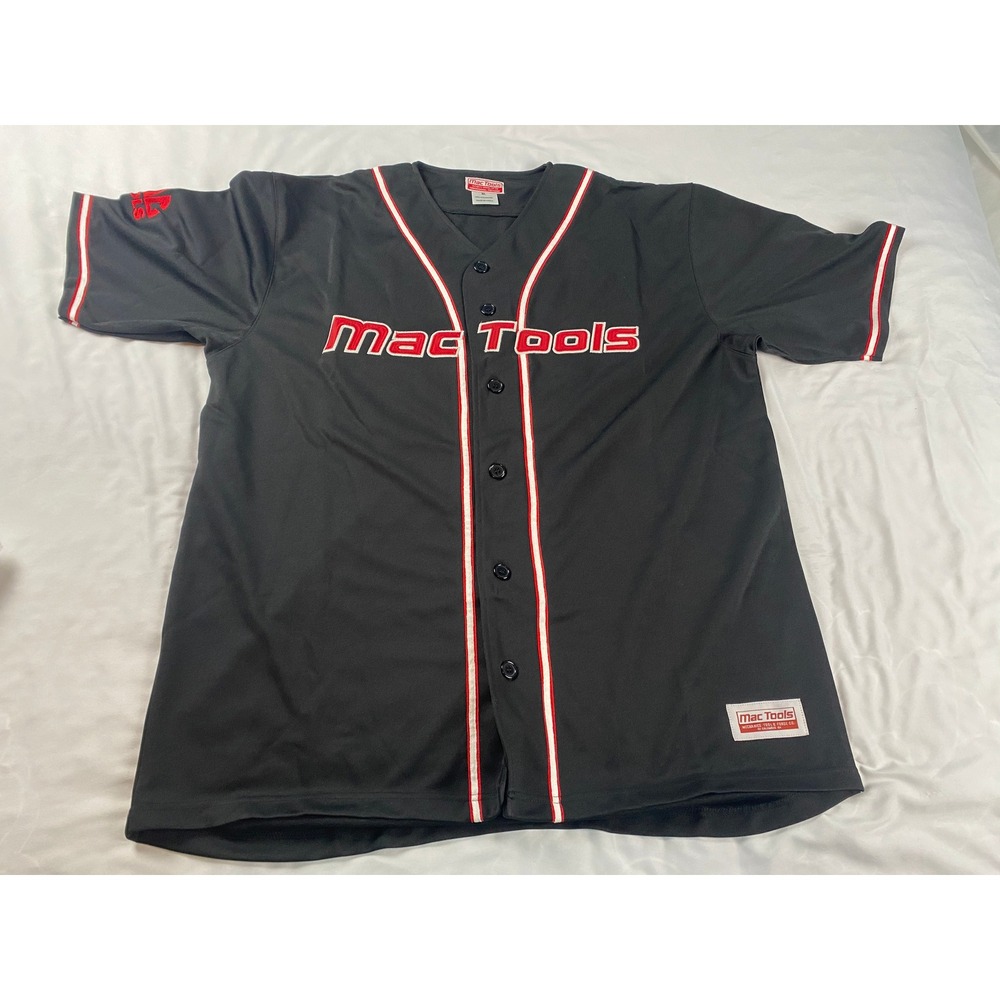 Mac Tools Baseball Jersey Mens XL Black Excellent Embroidered Button Up 38‎